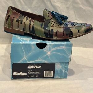 Floafers Men's Executive Tassel Loafers - Green Camo and Sailor Navy